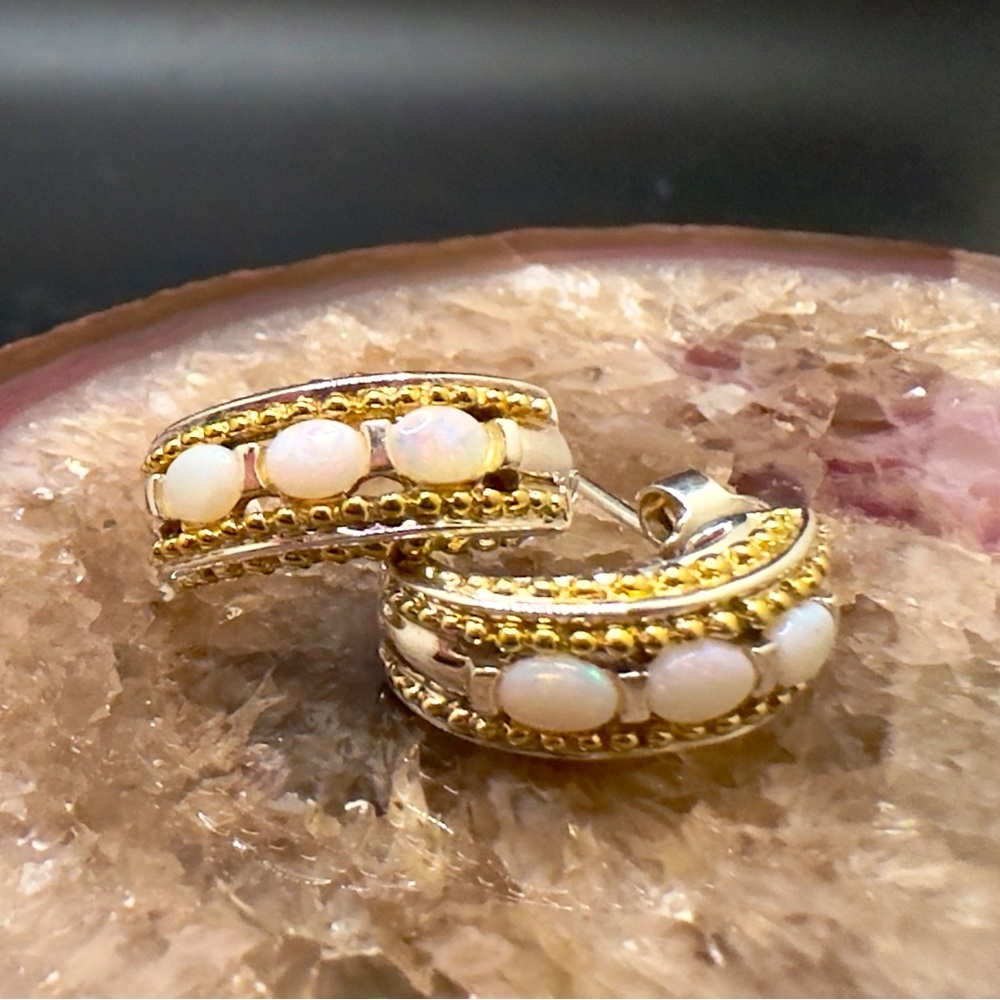 Genuine Two Toned Opal Earrings